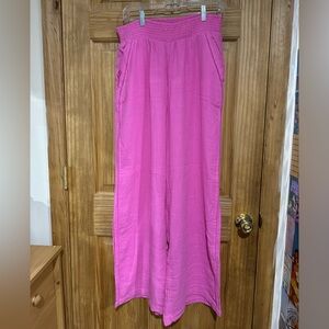 aerie pink side slit linen pants